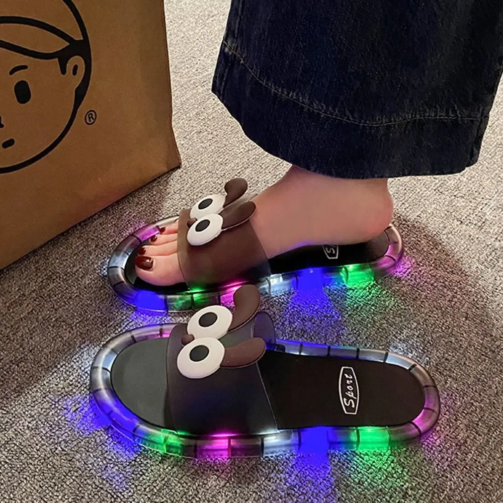Casual PVC LED Light Up Slippers Non Slip Cartoon Puppy Light Up Sandals Open Toe Bathroom Shoes Bathroom view 3
