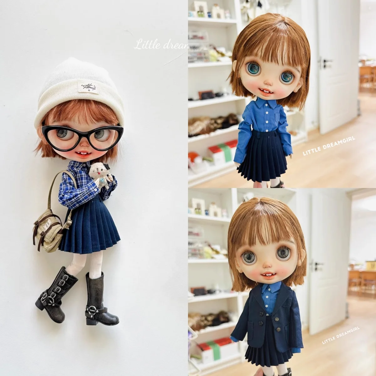 

【No Figure】Pre-sale Handmade Female Doll's Clothing Accessories Preppy Style Suit Jacket Pleated Skirt Fit Girl Action Body
