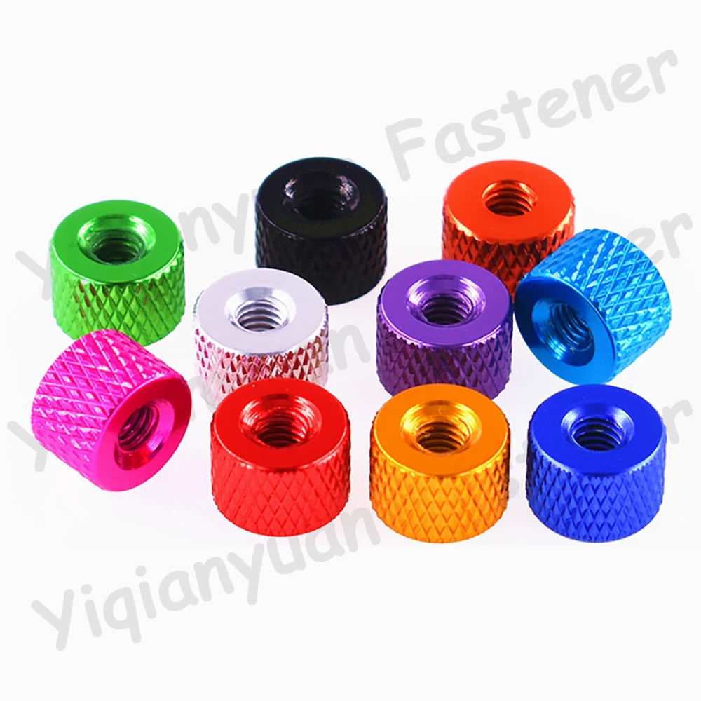 Yiqianyuan 5 buah Set M2-M6 6 # -32 UNC Aluminium Warna-warni Knurled Bulat Jempol Kacang Pengetatan Tangan untuk Proyek DIY