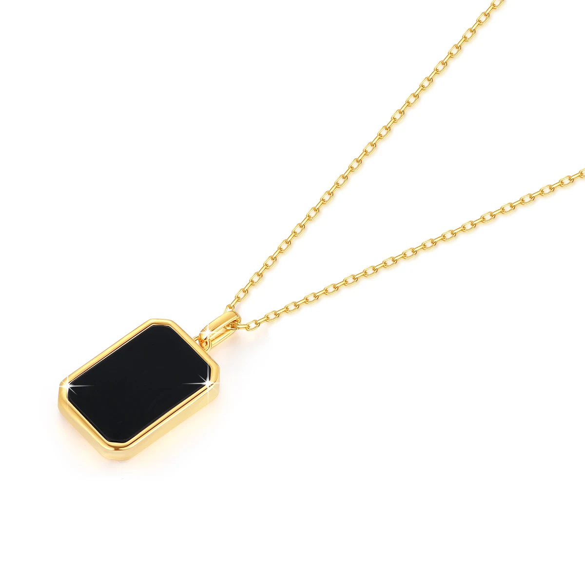 18K Gold Onyx Pendant Square Shape Pendant for Women Necklaces Au750 Jewelry with Certificate Top Quality 100% Genuine