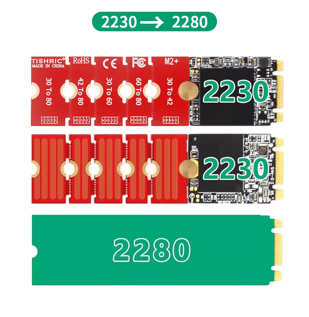 TISHRIC M2 2230 2242 2260 2280 SSD-Erweiterungsplatinen-Adapter M.2 NGFF NVME Länge verlängern Adapter Halterung Karte 5 einstellbare Längen – Detail 7