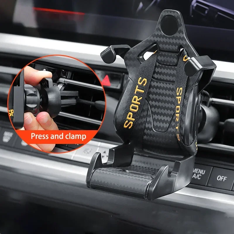 

Racing Seat Shape Car Phone Holder Auto Air Vent Mobile Phone Clip 360 Degree Rotatable Car Cellphone Rack for Car Interior