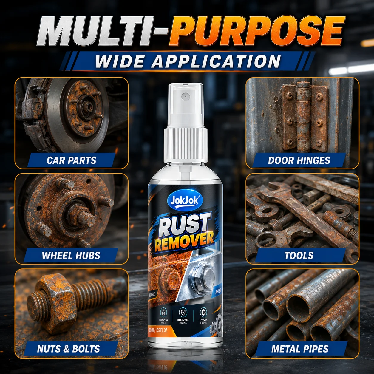 40ml Automotive Metal Rust Remover Spray Oxide Removal for Metal Surfaces