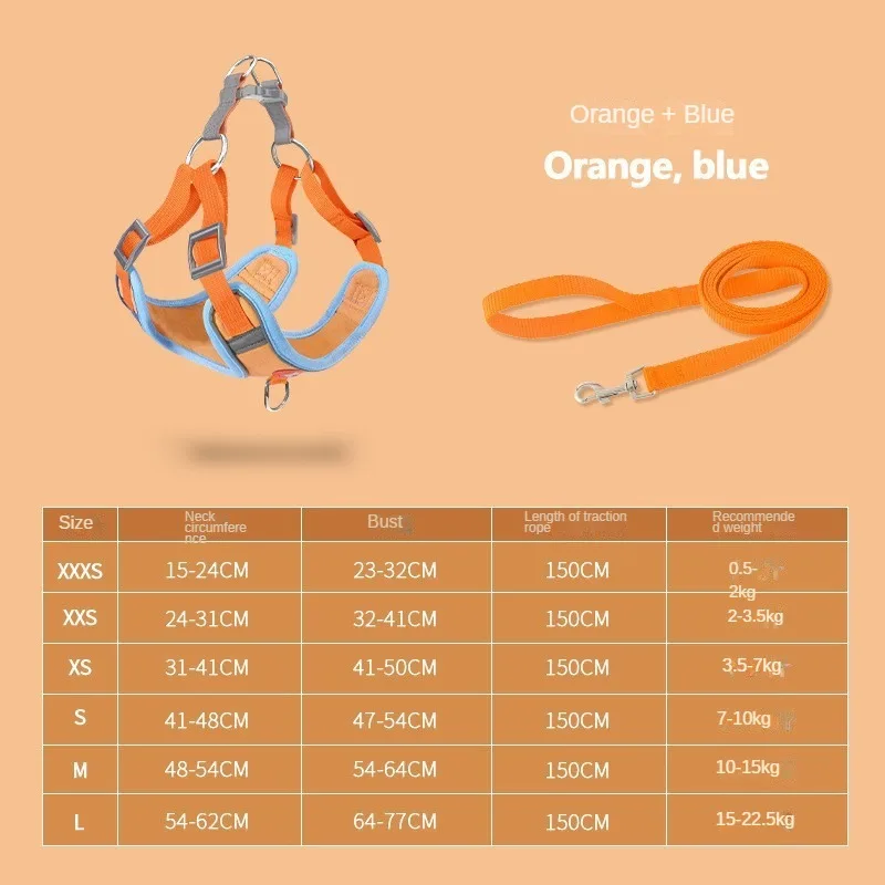Dog leash for small and medium-sized dogs Teddy Bichon Pomeranian Corgi harness puppy puppy dog walking rope vest style