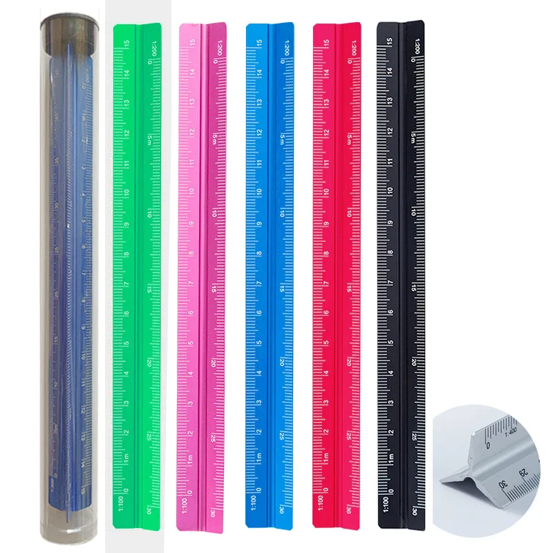 15cm Aluminum Triangular Scale Ruler - Student Architectural Measuring Tool for Drawing & Engineering