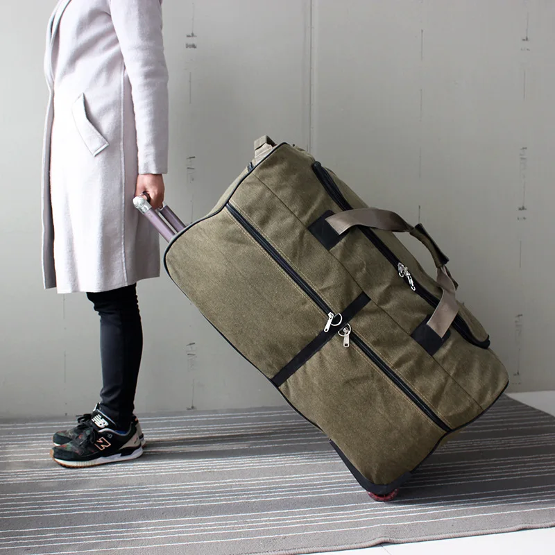 Super Large Capacity trolley travel bag International Study Abroad Long-distance luggage Lightweight Canvas Trolley Suitcase Bag