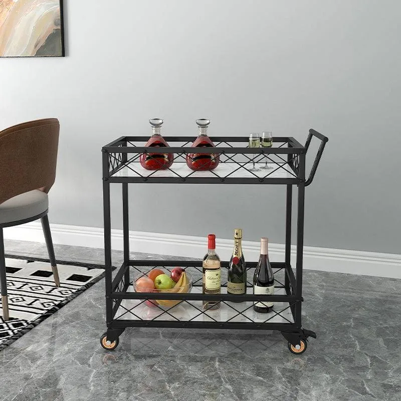 Rock slab trolley restaurant food delivery cart movable wine cart living room home rack beauty salon beauty cart