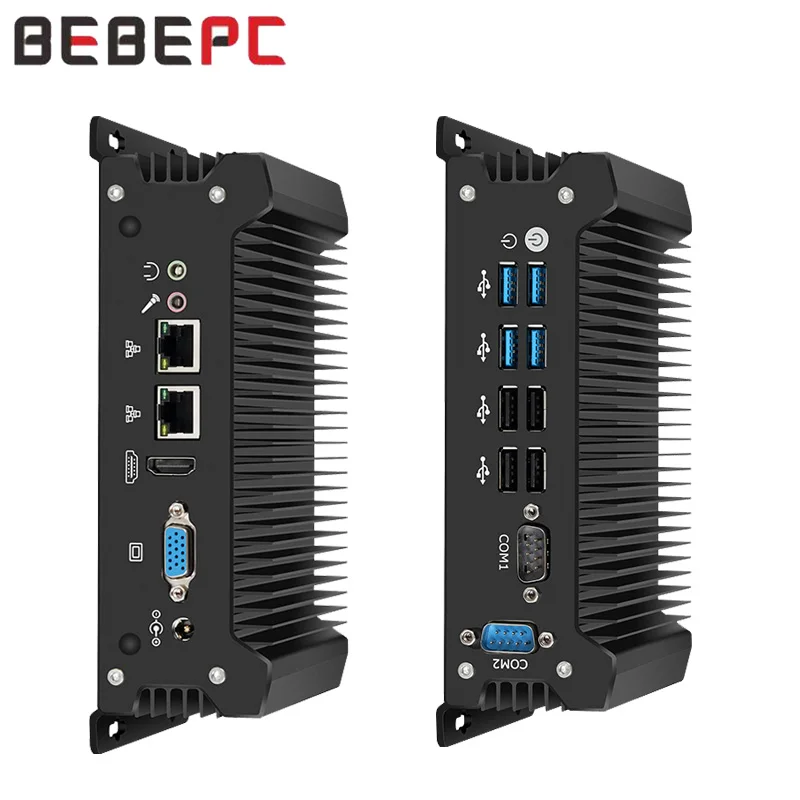 Intel Industrial Mini PC Barebone Kit Support Watchdog Linux WiFi Computer with 4xUSB3.0 4xUSB2.0 1xHDMI 1xVGA Windows10 Ready