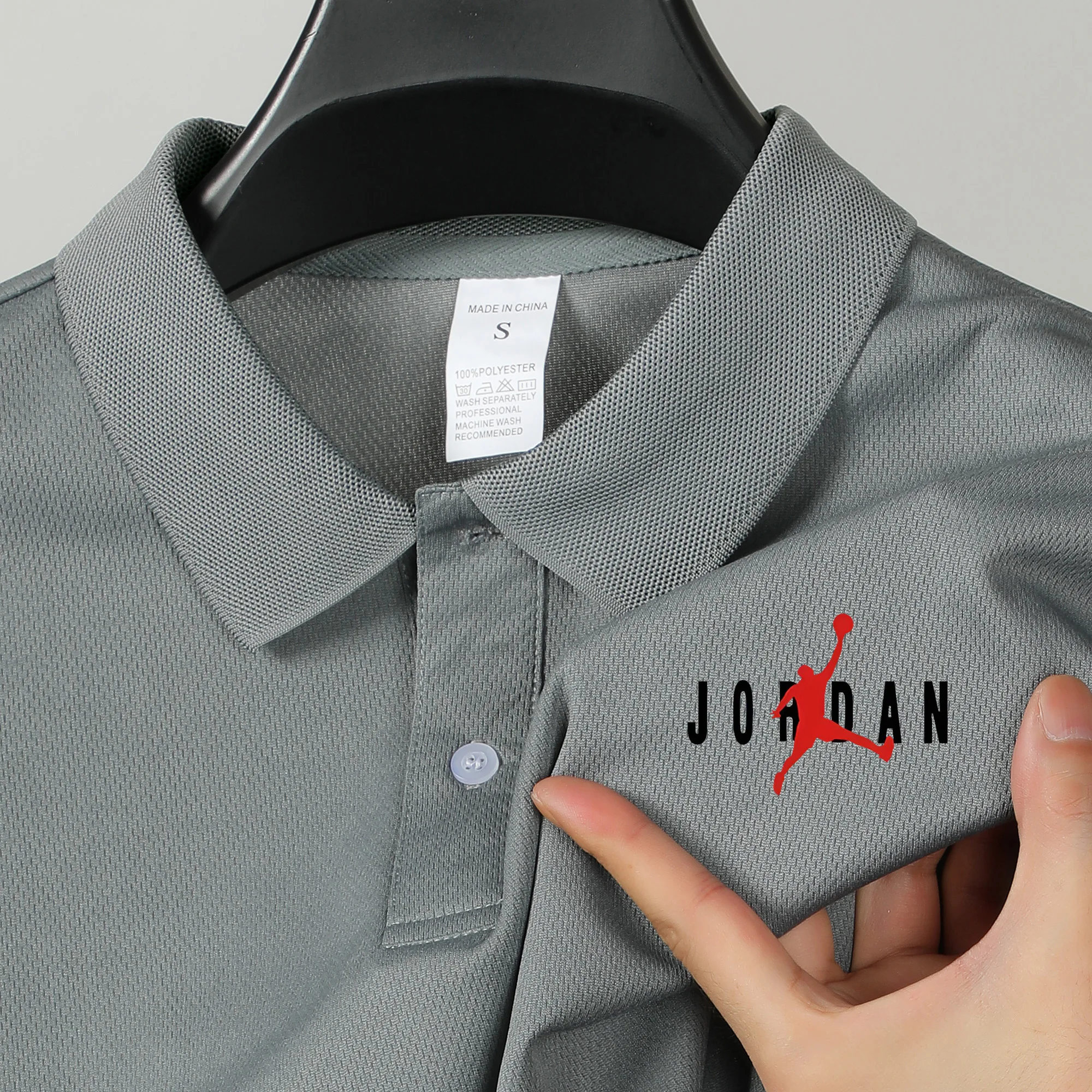 Men's short sleeved high-end polo shirt letter printed top 2026 summer sports breathable casual lapel T-shirt men clothing