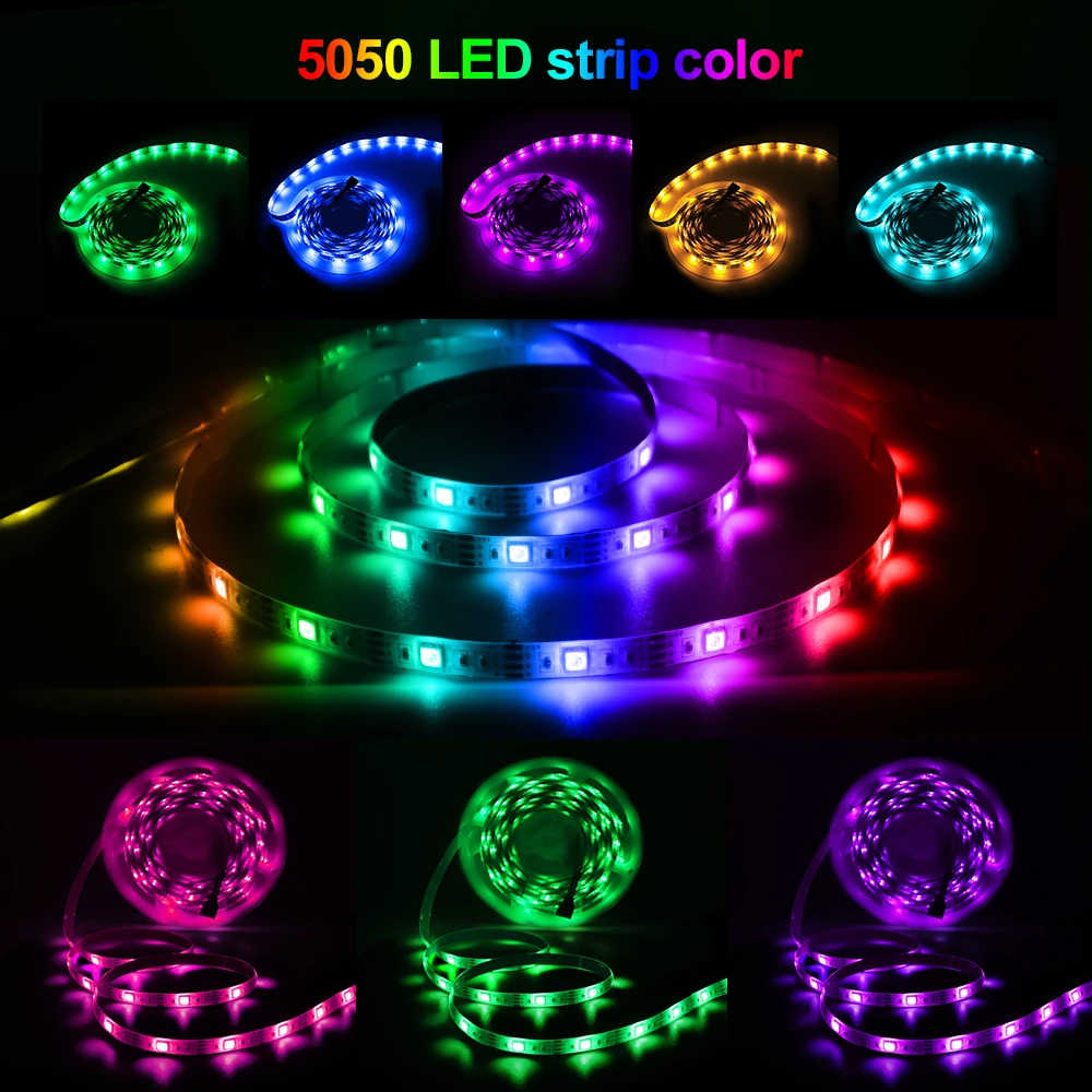 USB Led Strip Lights 5V 30Leds/m RGB 5050 LED Strip Flexible Ribbon Diode Tape TV Backlight Lamp Room Decor 0.5M 1M 2M 3M 4M 5M