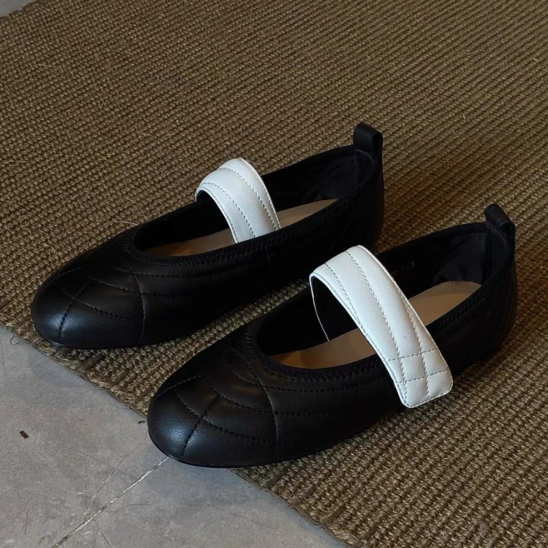 version-coreana-de-pegatina-de-collage-de-superficie-suave-retro-zapatos-individuales-de-boca-ligera-zapatos-de-ballet-de-fondo-plano-con-cabeza-redonda-para-mujer