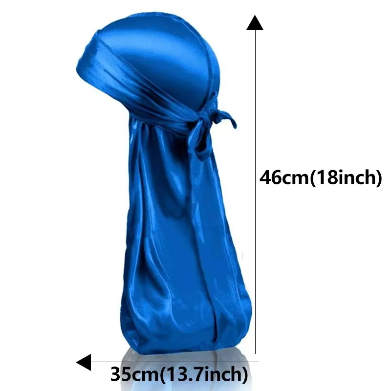 1-4Pcs Unisex New silk Bandana Turban Hat Men Breathable Long Tail For Men Durags Pirate Hat Headband image 3