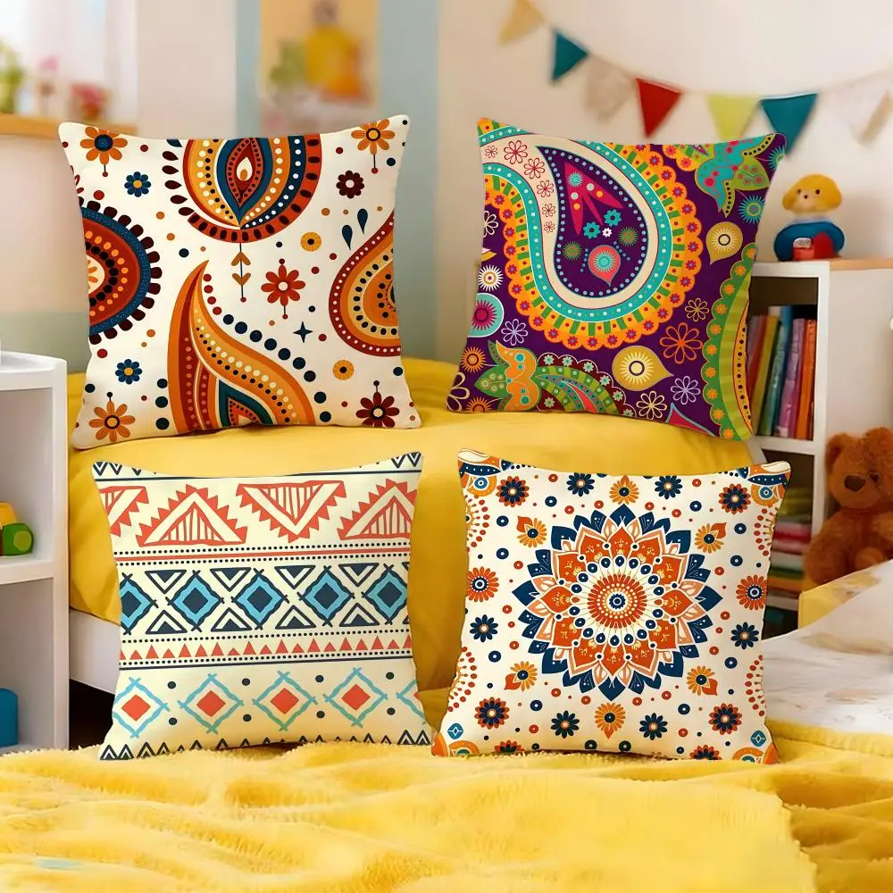 Free-Spirited Bohemian style Cushion Cover Premium Soft Pillowcase Skin-Friendly Breathable Multi-Purpose for Home Office Travel