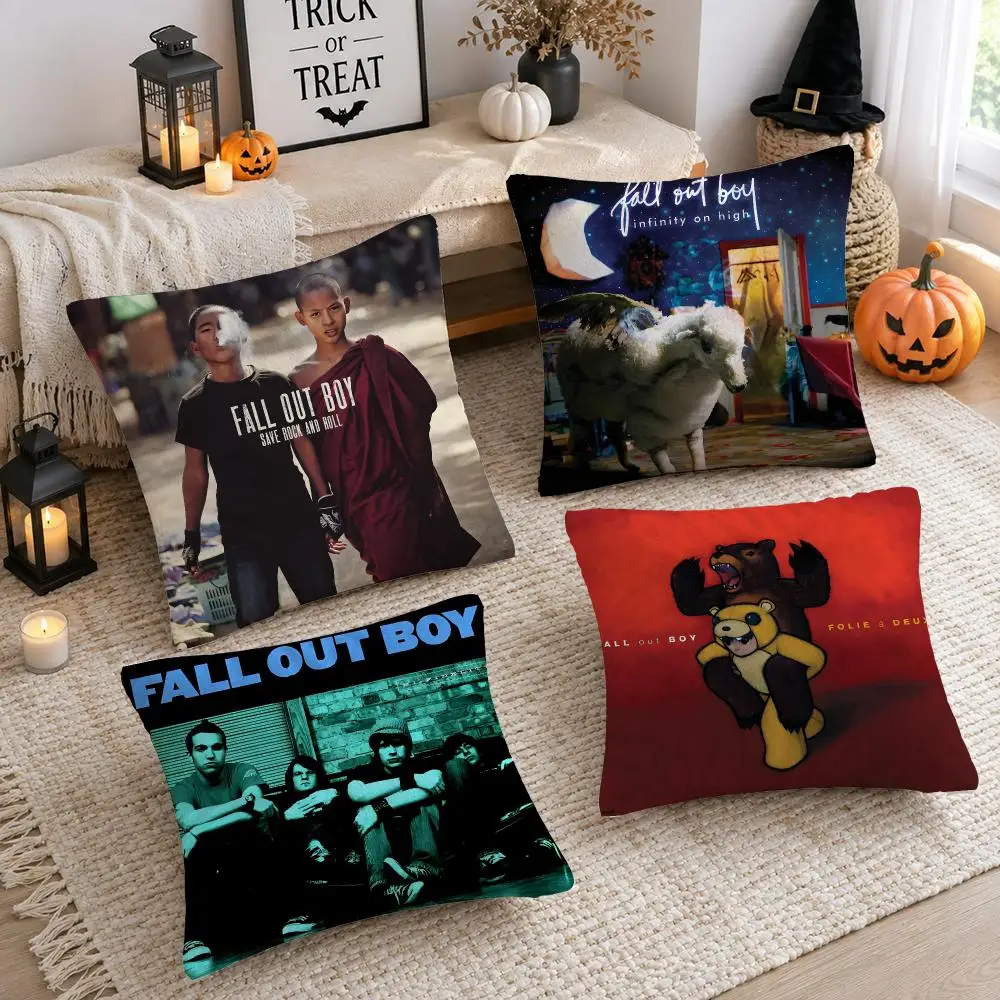 Rock Band F-Fall Out Boy Music Cushion Cover Plush Decorative Pillow Case With Hidden Zipper Cutecore Room Decor For Home
