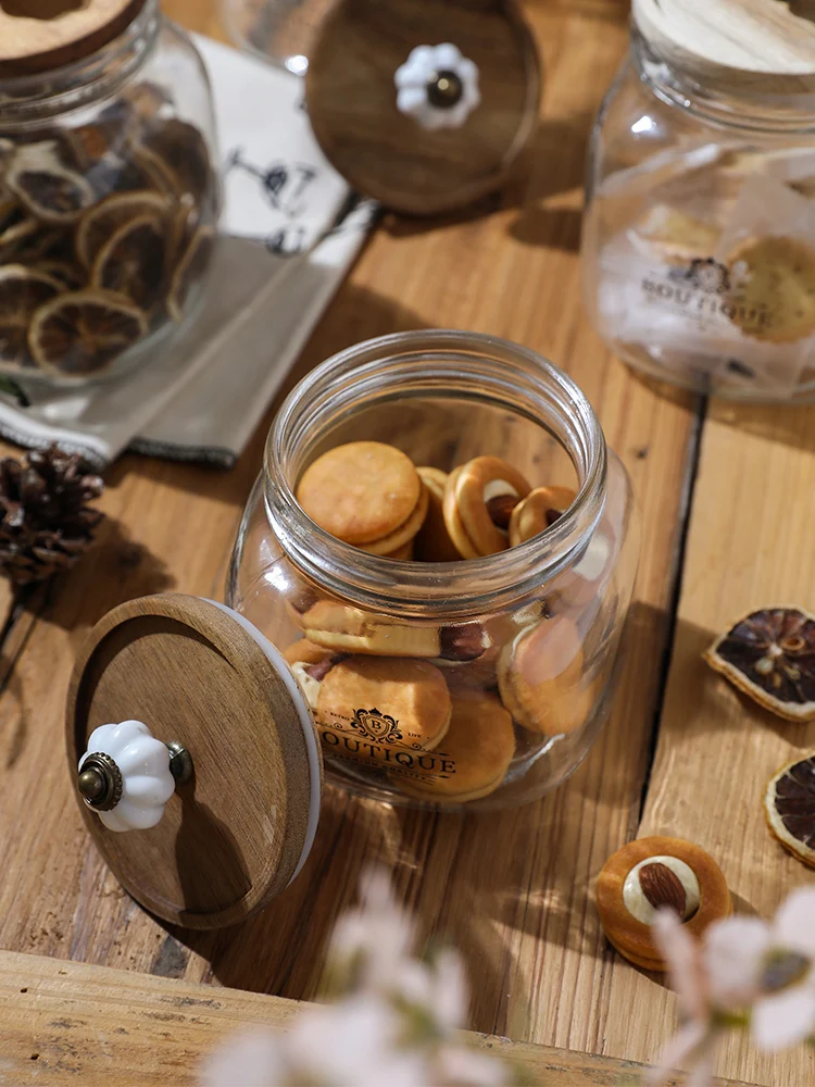 Transparent Glass Storage Jar Cereal Grain Sealed Candy Nuts Box Food Grade Container Garlic Lid Decor Jewelry