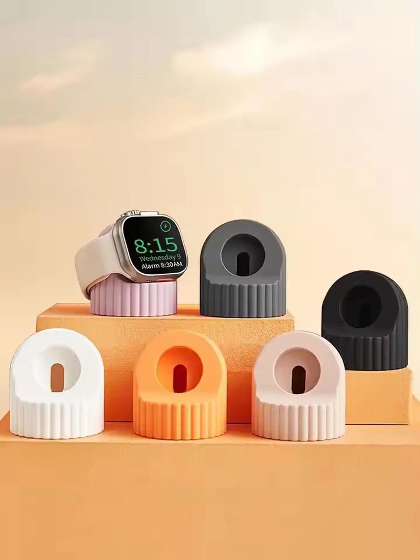Soft Silicone Charging Stand Suitable for Apple Watch Series 8/7/6/5/4/3/2/1 Se, Supports iWatch Station Dock Electric Desktop Stand Accessories 49mm Charging Station Base Stand