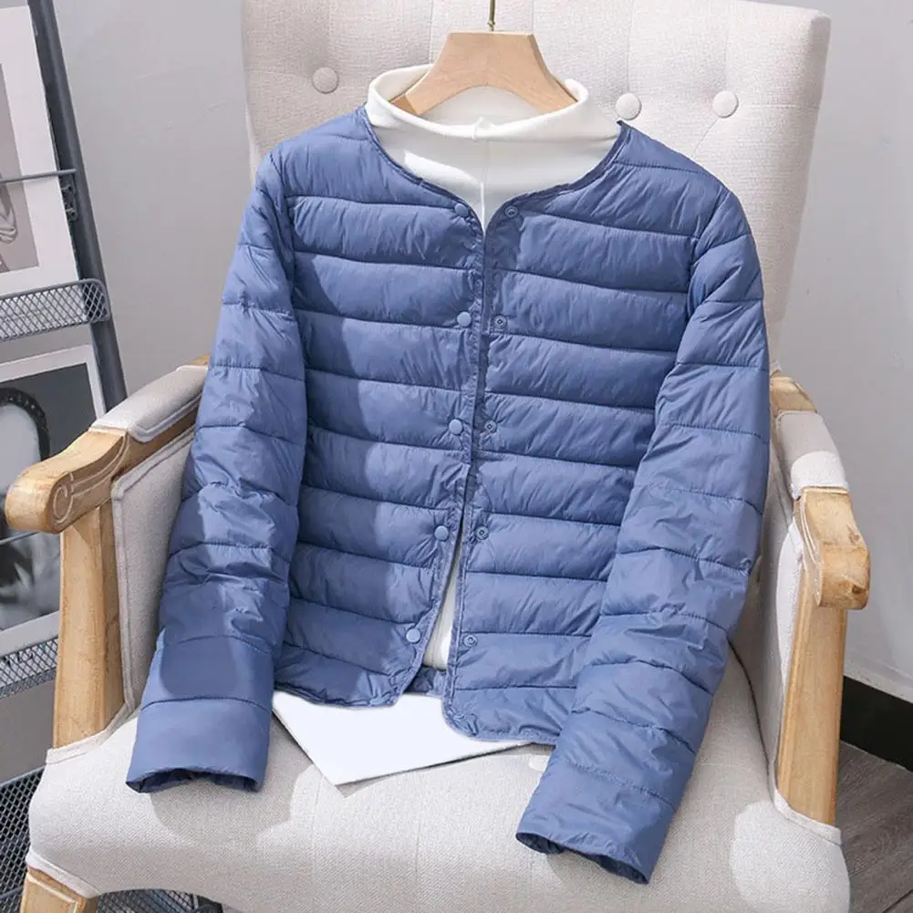 Winter Women Cotton Jacket Solid Color Cardigan Single-breasted Padded Coat Soft Lightweight Cold Resistant Lady Down Coat