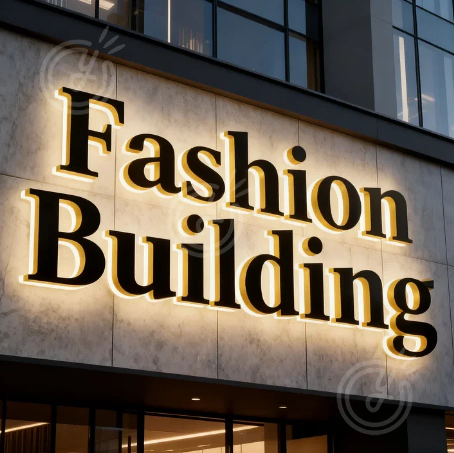 

Custom LED Backlit Logo Sign 3D Business Signboard Boutique Large Metal Letters Personalized Signage Halo Lit Outdoor Waterproof