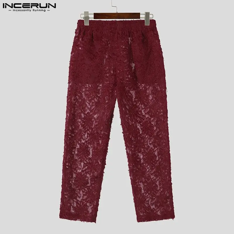 INCERUN 2024 American Style Trousers New Men Stylish Jacquard Fringe Plush Pantalons Casual Streetwear Hot Sale Long Pants S-5XL