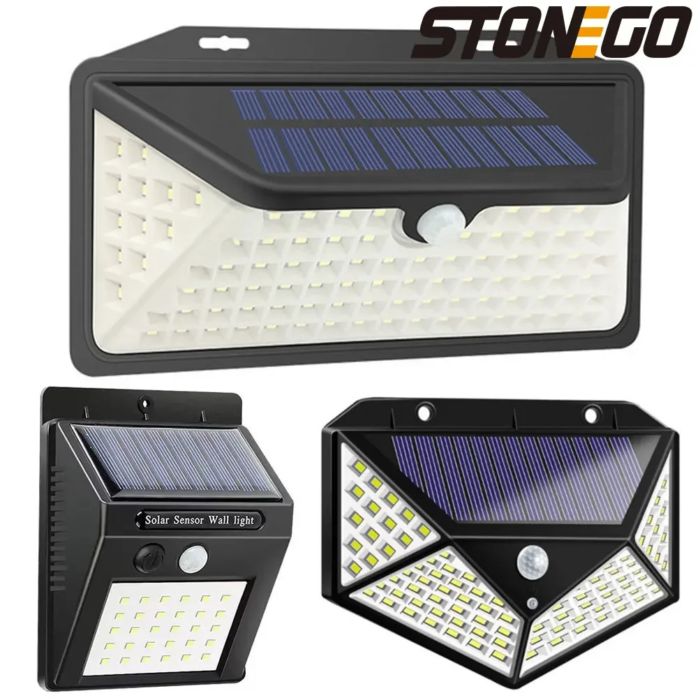 STONEGO 4 Styles Light Control Integrated Solar Light Luminous Body Sensor Light Outdoor Patio Garden Diamond Wall Light