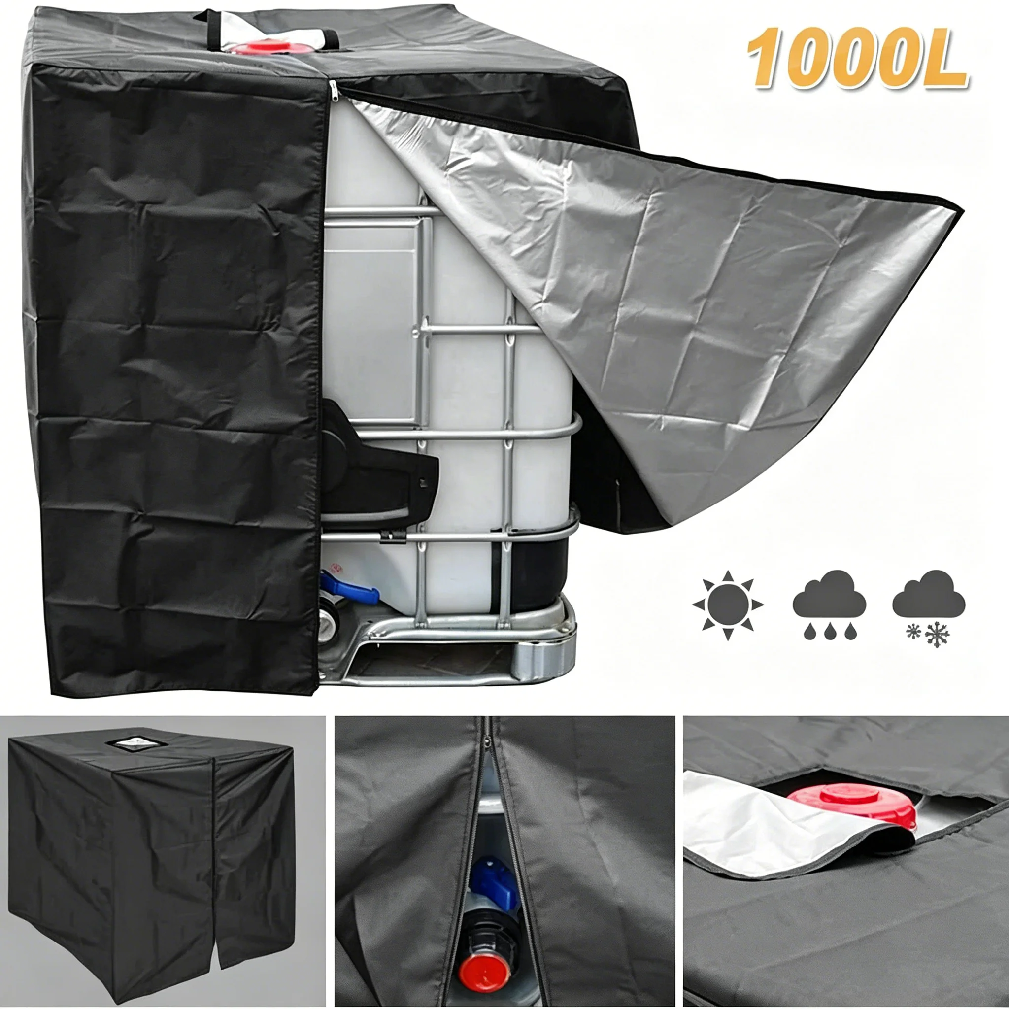 Housse de protection pour réservoir IBC 1000L, tissu Oxford 210D, imperméable, protection UV, protection extérieure