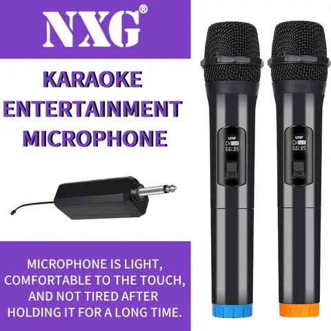 YAMNWEO K6-UNIVERSAL-1TO2 UHF Wireless Microphone 2 Handheld Dynamic Mic Receiver Type-C Rechargeable Anti-Howling Karaoke Microphone For Speaker Mixer PC Party KTV