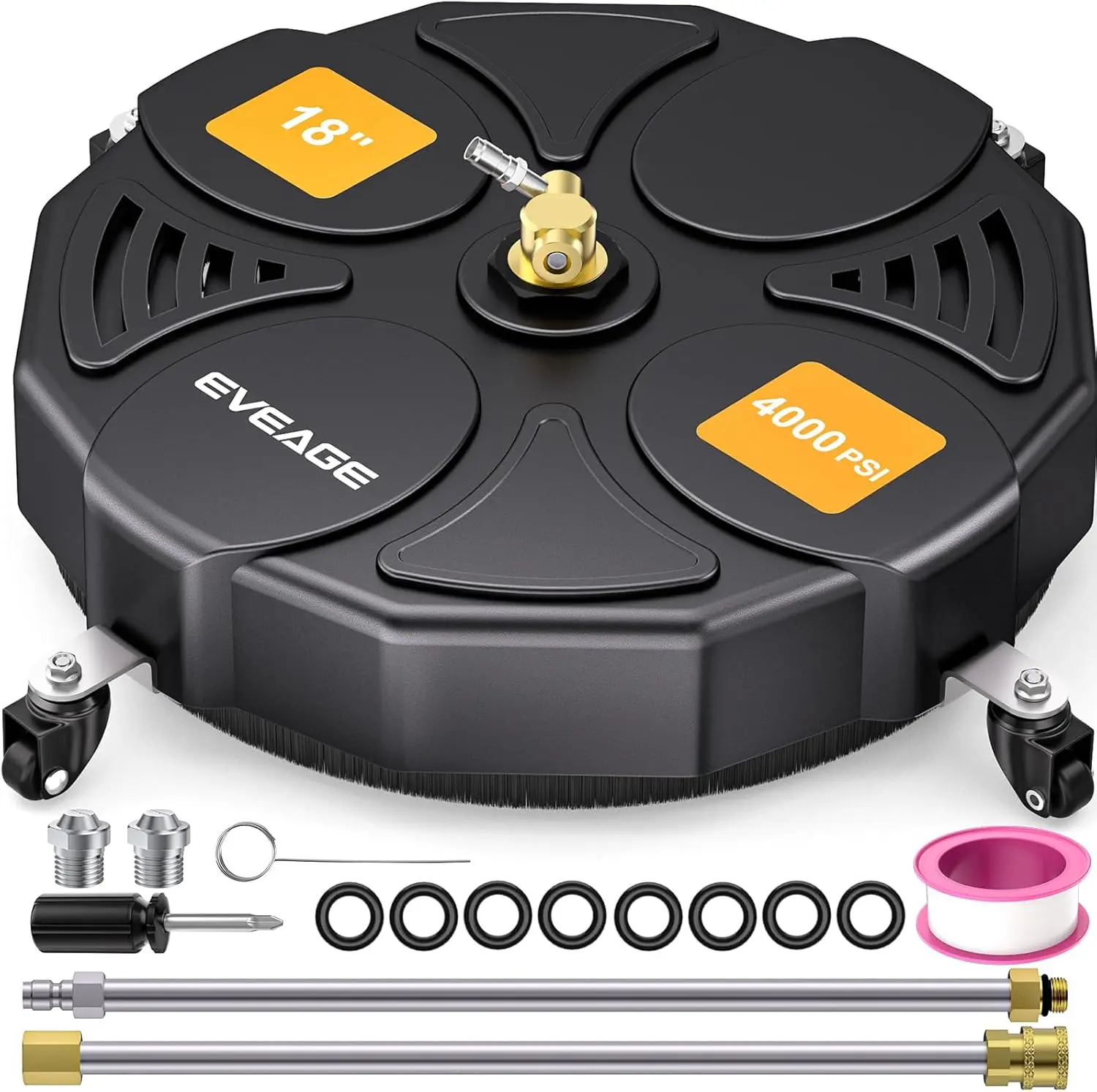 

18 Inch Large Size Pressure Washer Surface Cleaner Attachment with Wheels 4000 PSI Power Washer Accessory with 1 4 Quick