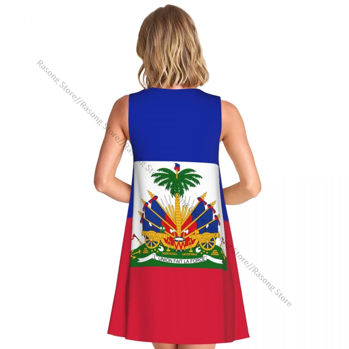 レディースドレス ハイチの国旗 夏 カジュアル Tシャツ ビーチ カバーアップ タンクドレス