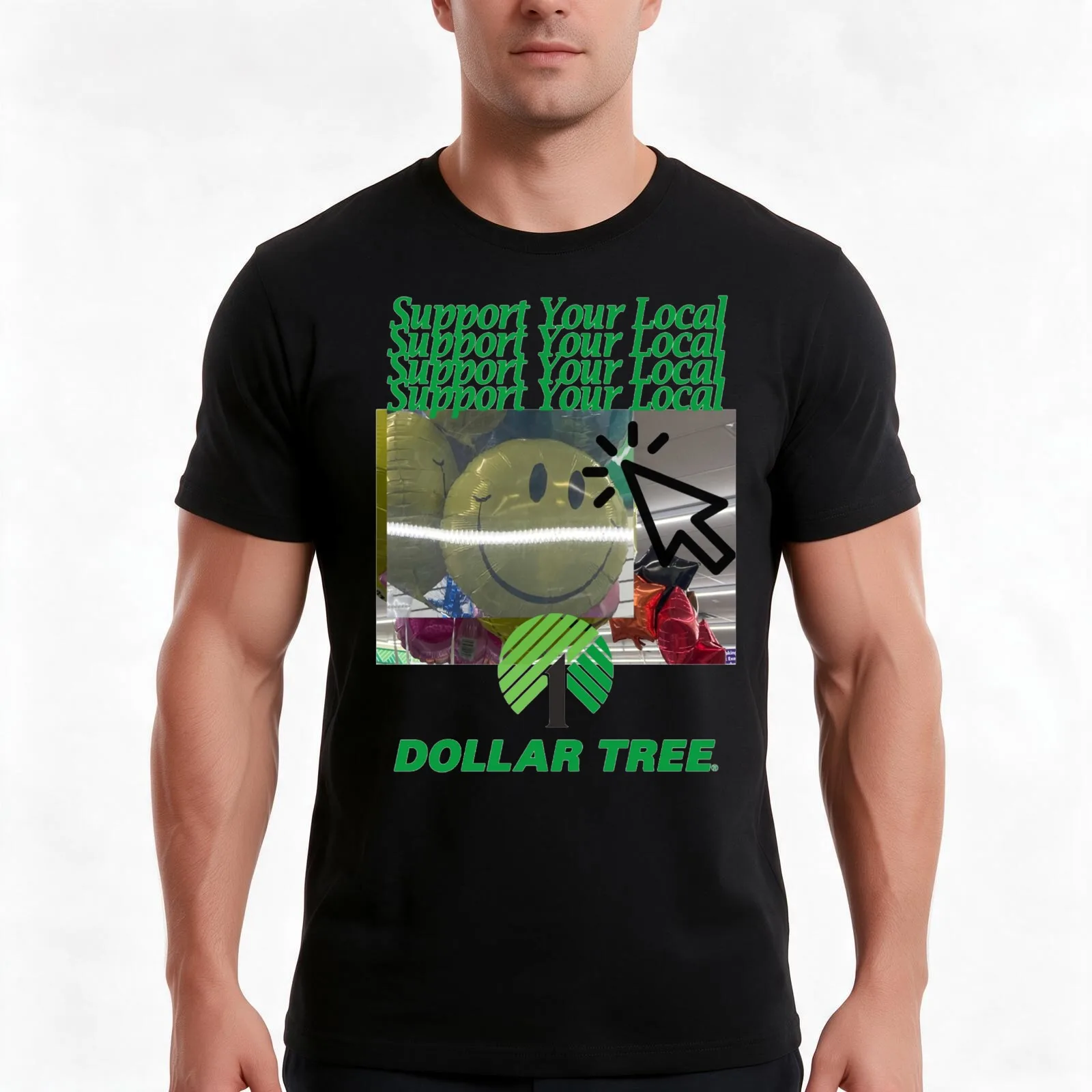 Support Your Local Dollar Tree T-Shirt, Summer Casual Cotton Tee, Oversized Streetwear Tops, Vintage Graphic Print, 100% Cotton