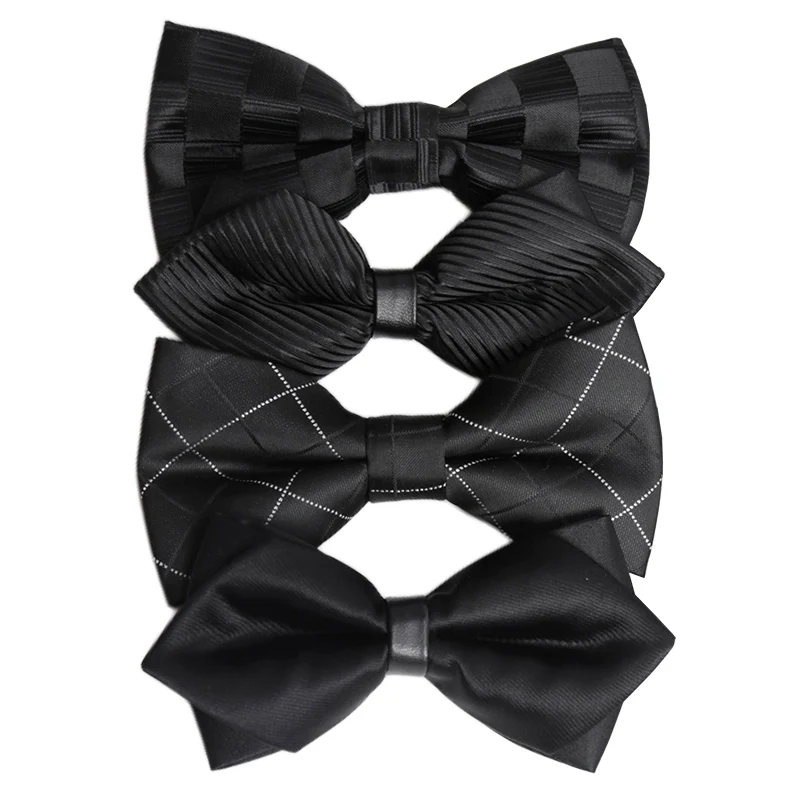 Mens Ties Solid Color Black Bowtie for Men British Style Double-layered Bowknot Wedding Party Butterfly Cravat Accessories Gifts