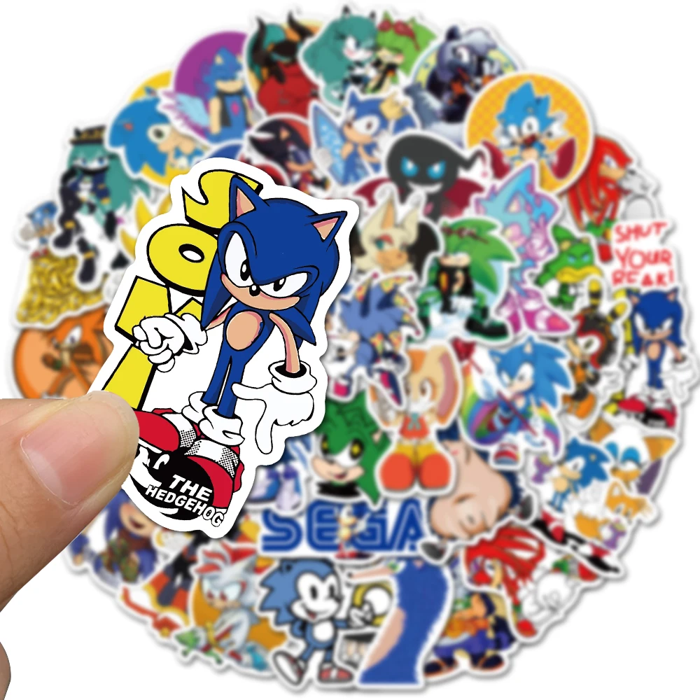 Creative Cartoon 50pcs Stickers Sonic The Hedgehog Refrigerator DIY Graffiti Sticker Luggage Book Notebook Stickers Kids Gifts