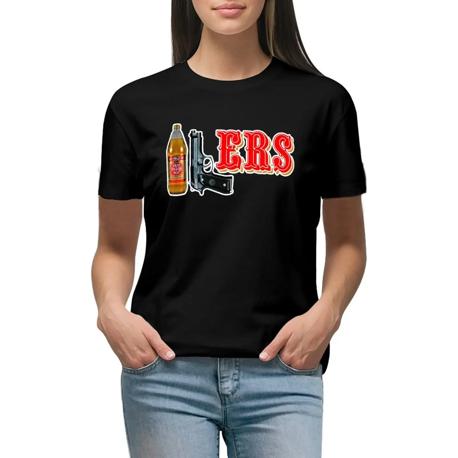 

40/9 ERS 40oz 9mm T-Shirt sweat plus sizes kawaii clothes new edition black t shirts for Women