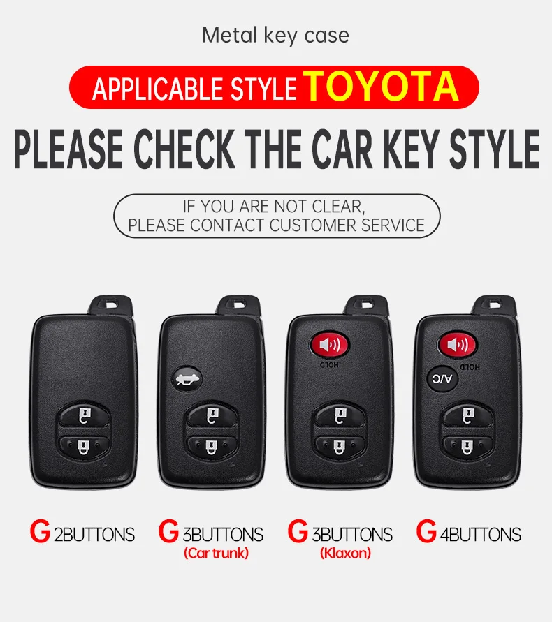 Zinc Alloy Leather Car Key Case Holder For Toyota Aqua RAV4 Land Cruiser Camry Prado Corolla Prius Keyless Remote Shell Keychain