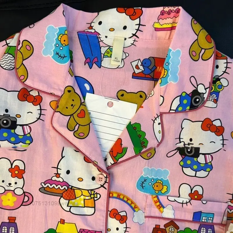 Sanrio Little Bear Hello Kitty New Casual 2 Pcs Short Sets Women\'s Summer Shorts Student Home Clothes Set Outerwear Pink Pajamas