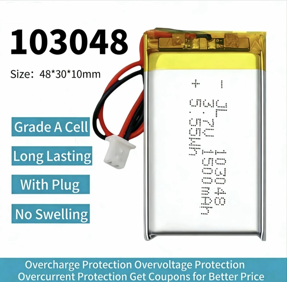 103048 Lipo Battery 3.7V 103050 1500mAh Polymer Rechargeable Batteries for Beauty Meter Nebulizer Mobile Power Laptop DVD Cell