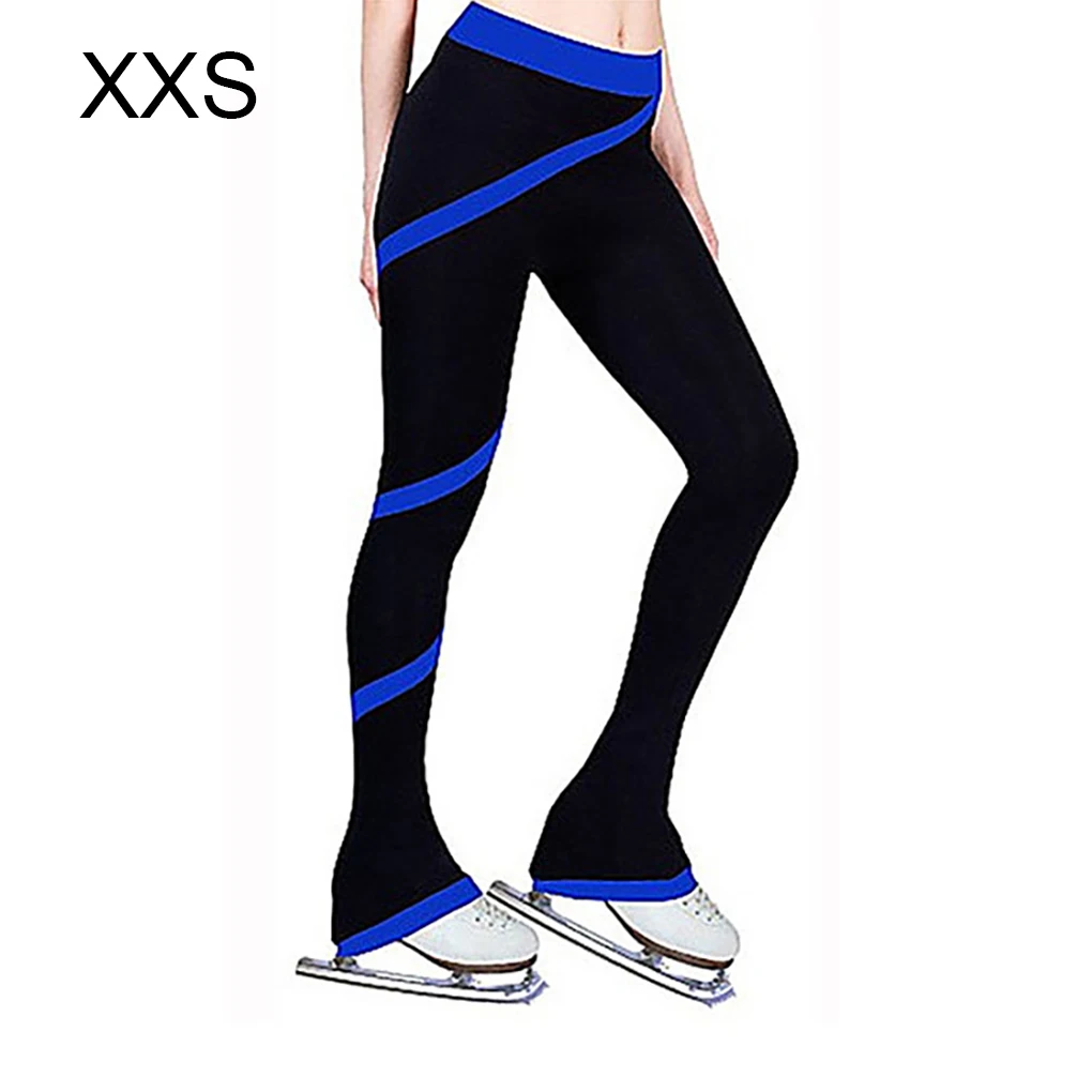 Fleece Ice Skating Pants Practice Lightweight Skating Trousers Slimming Team Training leggings Girls Lake Blue XXS