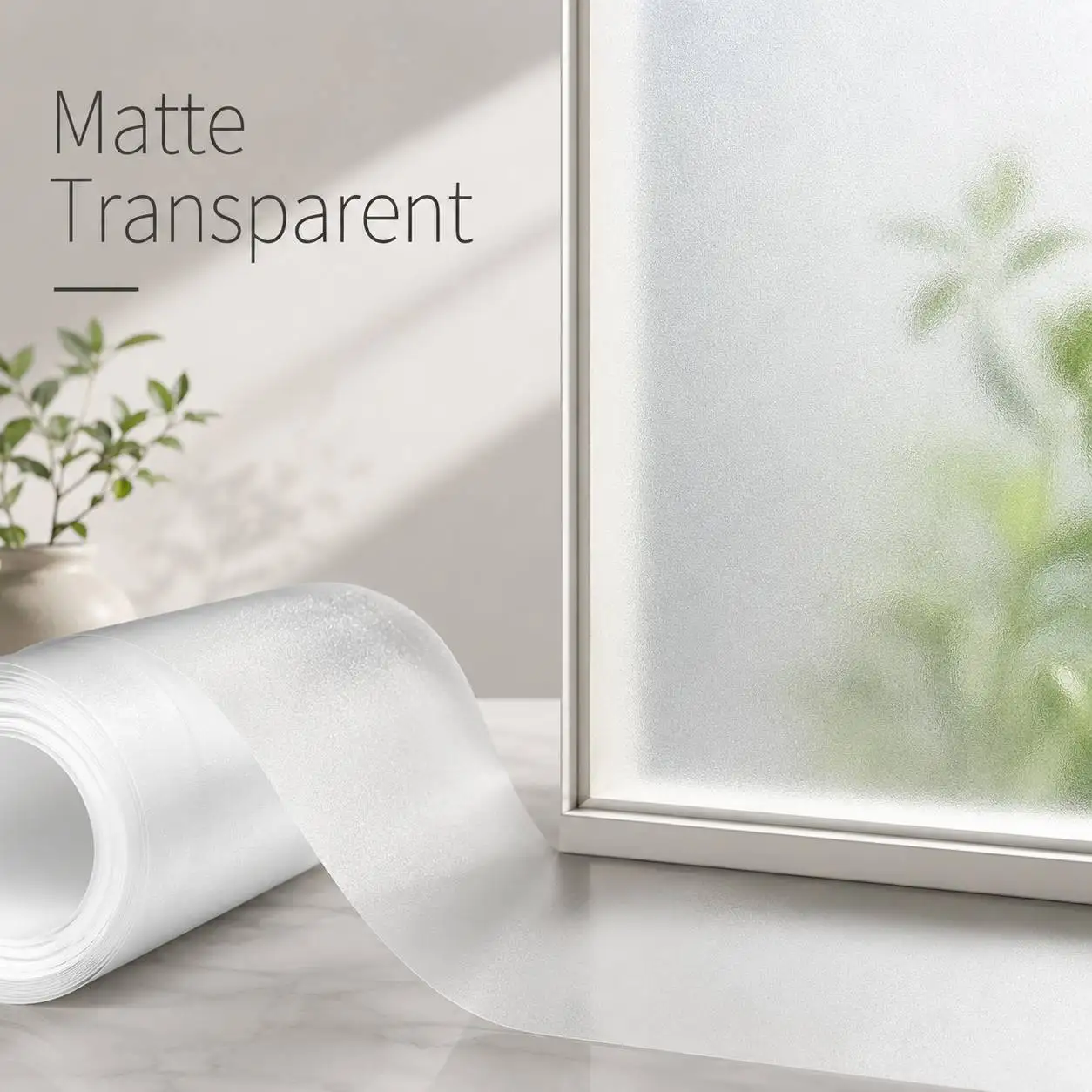 Frosted Glass Window Privacy Film Roll Static Cling White Decorative Sticker UV Block Heat Control for Home Office Bathroom
