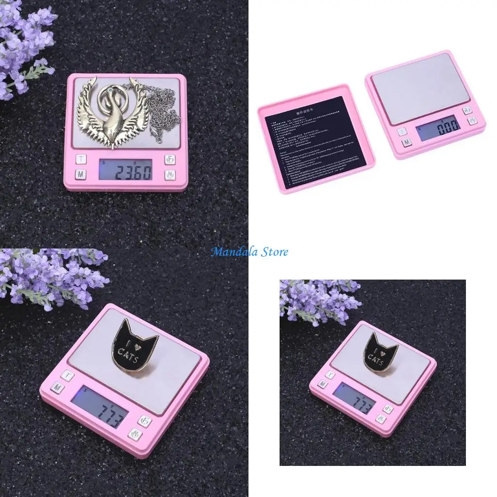 

U2JC Digital Gram Scale with LCD Blue Backlight Dispaly 200g/0.01g Pocket Scale Pink