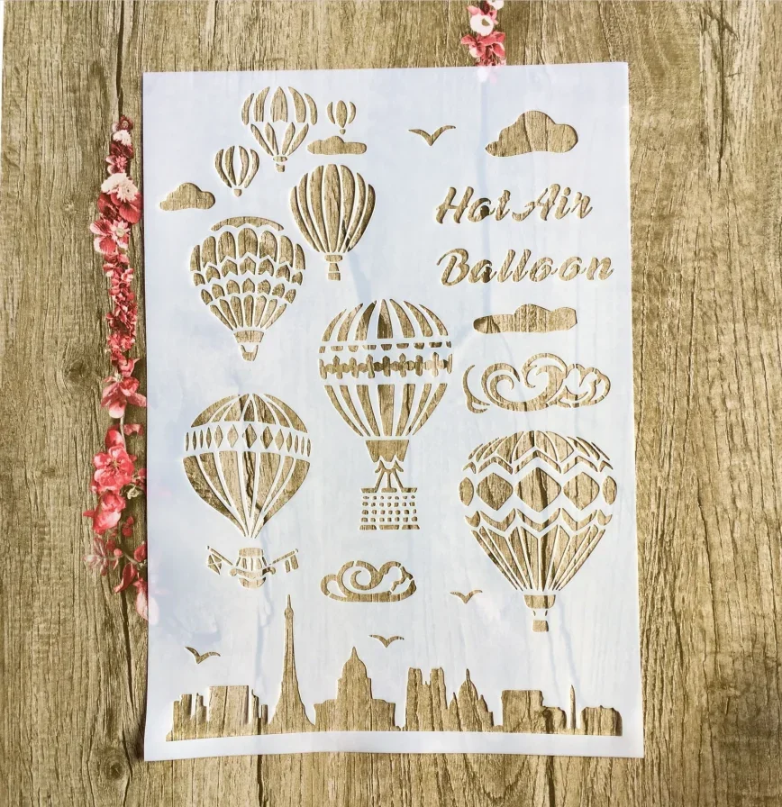 

A4 29 * 21cm hot air balloon DIY Stencils Wall Painting Scrapbook Coloring Embossing Album Decorative Paper Card Template