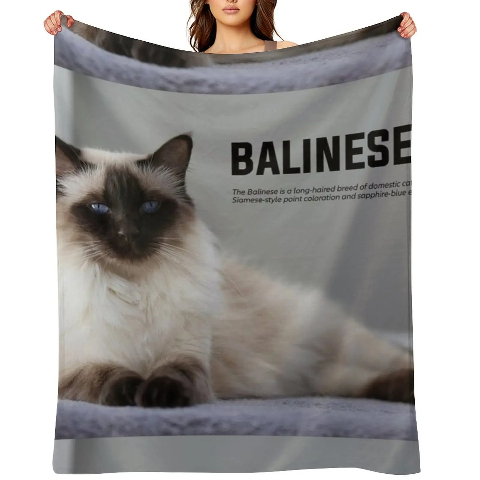 

Balinese Cat Breed Throw Blanket Sofa Quilt Thermals For Travel Weighted Beach Blankets
