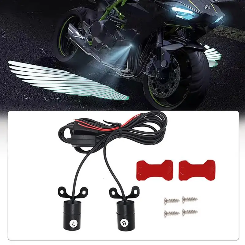 Motorcycle Projector Logo Lights 2pcs Angel Wing LED Projector Light Water Resistant Decorative Light For Motorcycle Birthday