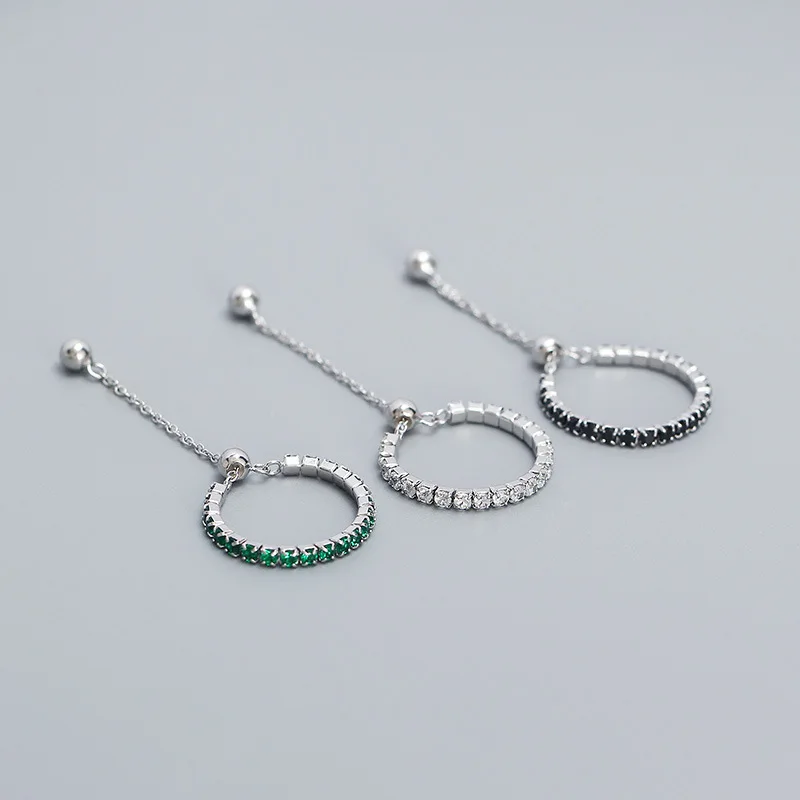 CCFJOYAS-18K Anel Empilhável Ajustável Banhado a Ouro para Mulheres, 100% Real 925 Sterling Silver, Branco, Preto, Anéis de Zircão Verde