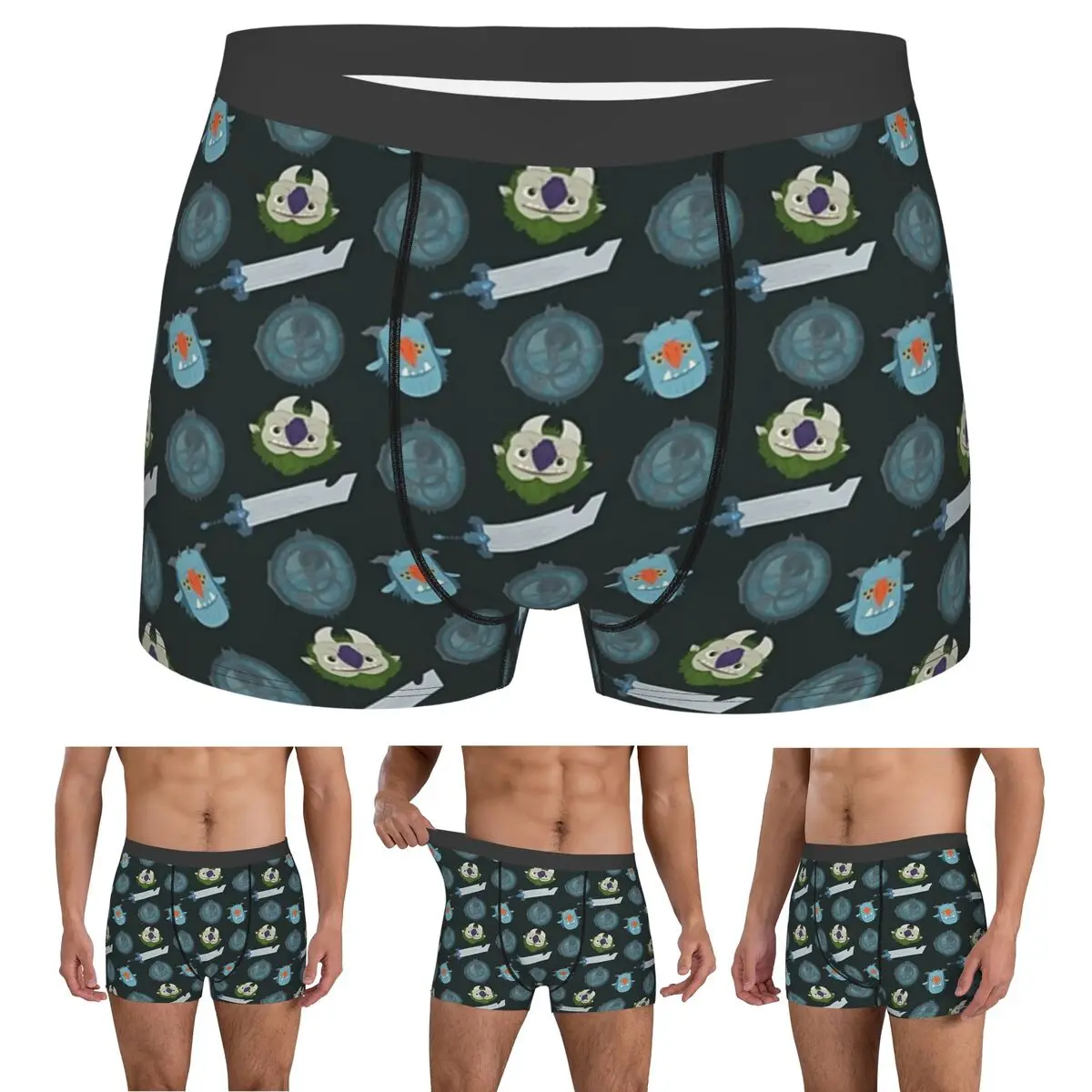 

Boxer Underpants Shorts Trollhunters Repeating Pattern Panties Men Breathable Underwear for Homme Man Boyfriend Gifts