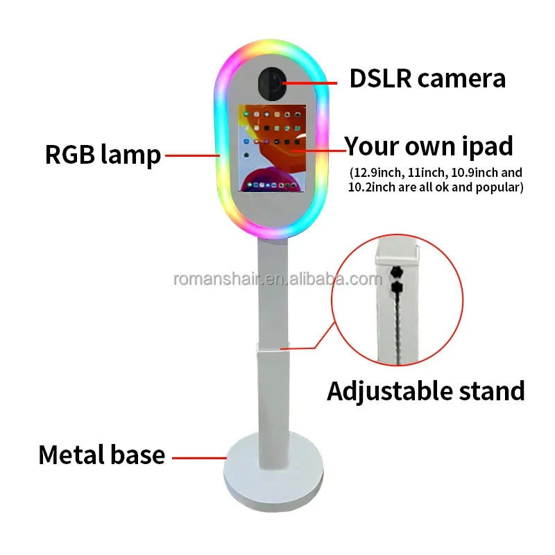 Cabine fotográfica espelhada para Ipad com flash e guarda-chuva Quiosque de selfie Dslr iPad Photobooth Shell para eventos