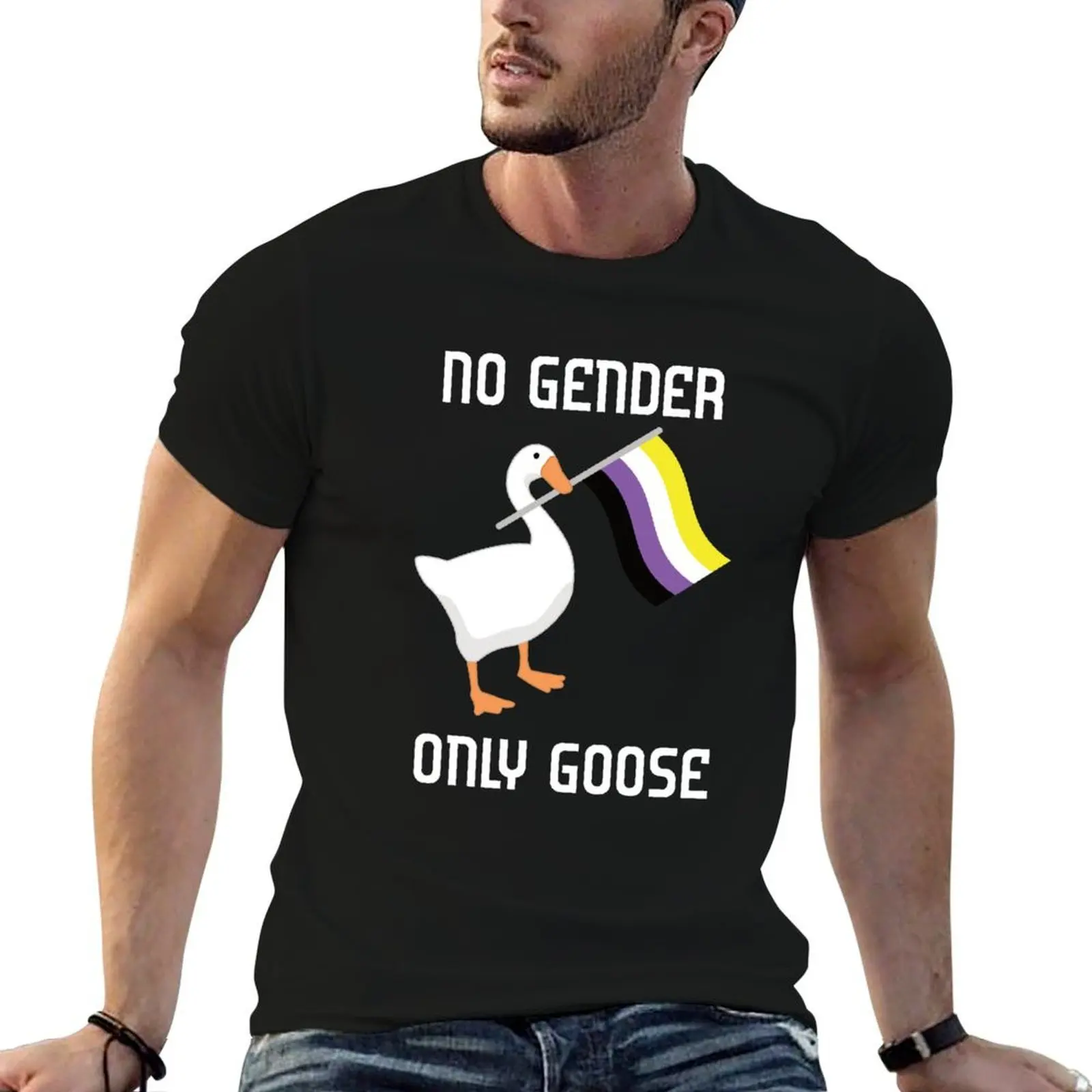 

Flag Nonbinary t shirts man t Only Goose Pride shirt No T-Shirt oversize Gender anime LGBTQ designer