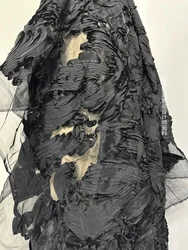 Organza Mesh Fabric Black Designer Creative Wedding Dress Fabric Cloth Diy Apparel Sewing Fabric Material for Clothes