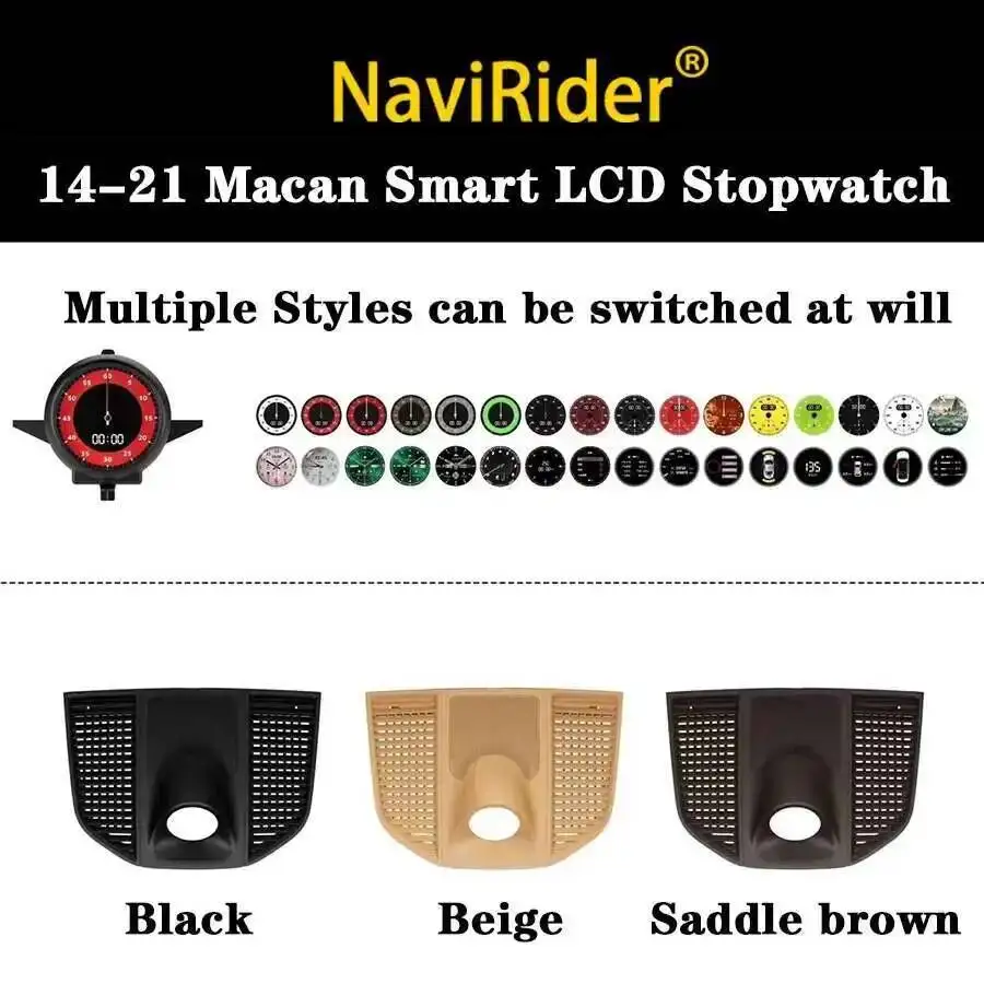 M 2026 Upgrade LCD Car Stopwatch For Porsche macan 2014-2021 Interior Dashboard Central Clock Compass Time Electronic Meter