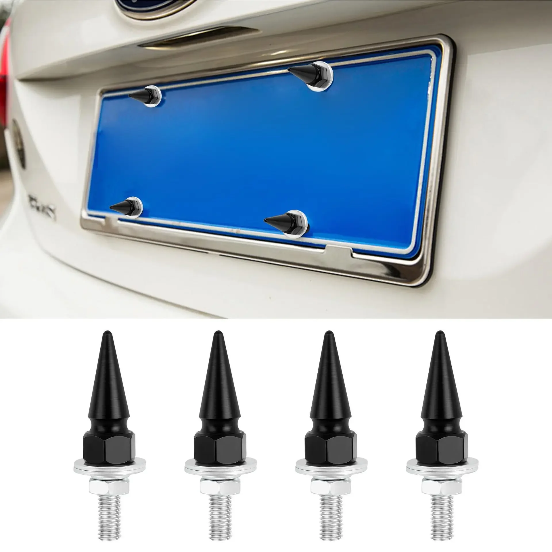 4Pcs M6 License Plate Screw Frame Nut Fixing Tool 6-Point Pointed Nose Universal Thread Hole