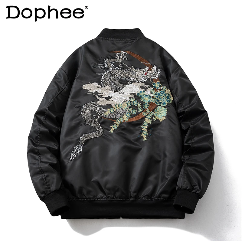 

Spring Autumn Winter Loose Comfort Trendy Male Jackets Embroidery Baseball Uniform Pilot Jacket Men's Women's Zipper Coats