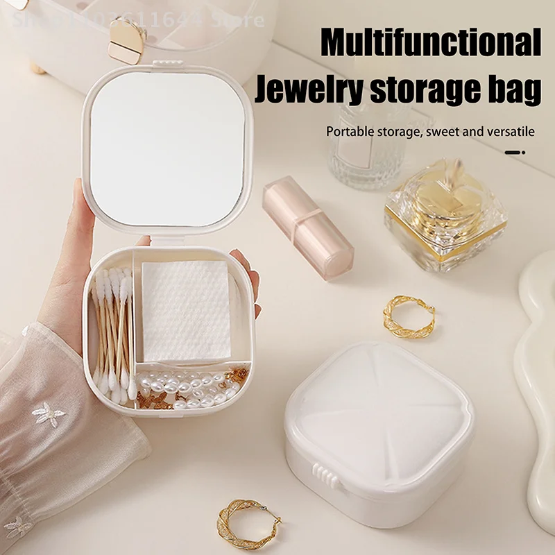 

Органайзер для ювелирных изделий, дисплей, дорожный пластиковый чехол для безделушек, коробка, портативный ватный тампон, ватный диск, ожерелье, серьги, контейнер